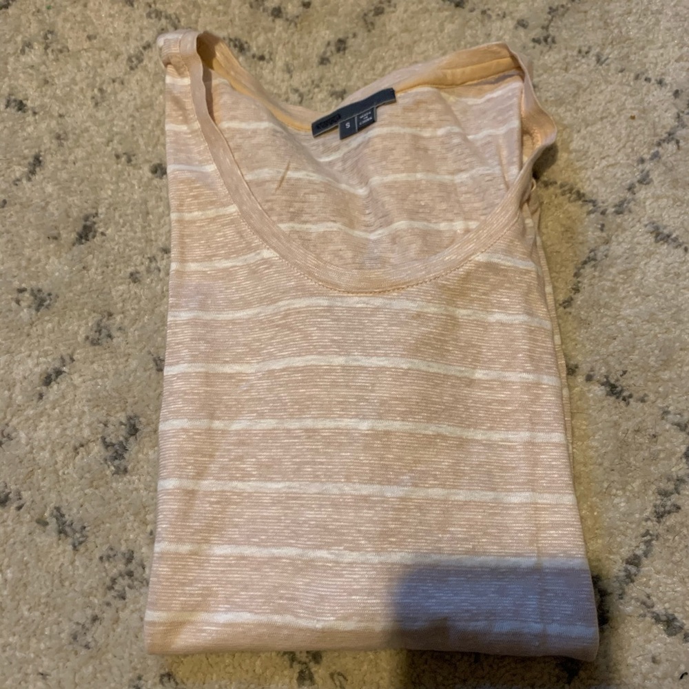 Vince linen and cotton peach and white shirt small